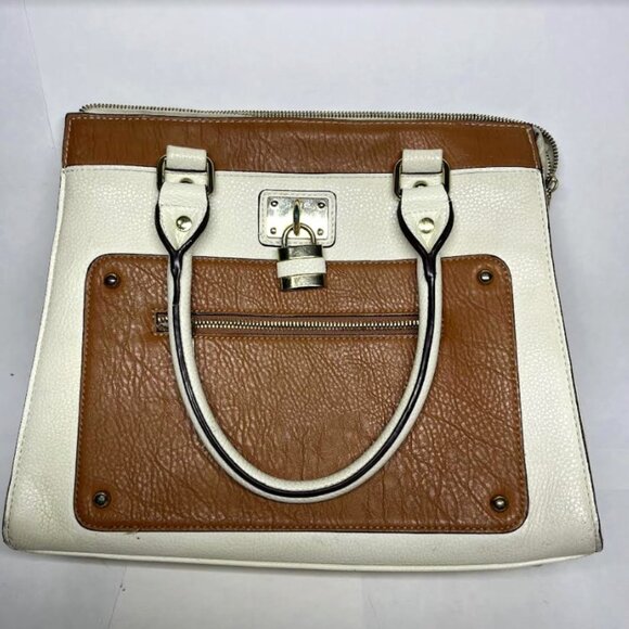Charming Charlie Handbags - Charming Charlie Shoulder Bag with Lock | Beige and Tan